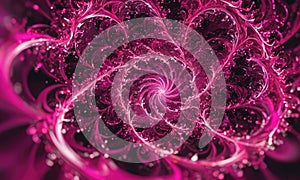 A pink spiral is displayed on a black background.