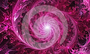 A pink spiral is displayed on a black background.