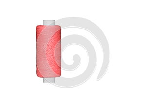 pink spool of sewing thread isolated on white background