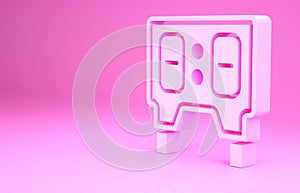 Pink Sport baseball mechanical scoreboard and result display icon isolated on pink background. Minimalism concept. 3d