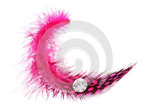 Pink spotted feather with diamond gem