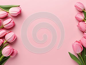 Pink spring background with flowers