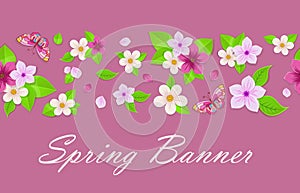 Pink spring banner design.