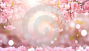 Pink spring flowers on a delicate background