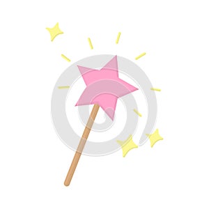 Pink star magic wand vector illustration icon
