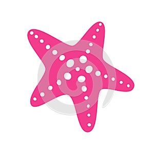 Pink starfish in flat style. Starfish icon. Sea star. Vector illustration