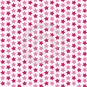 Pink stars Seamless pattern on white background, vector illustration. Cute trendy pink stars pattern Vector illustration.