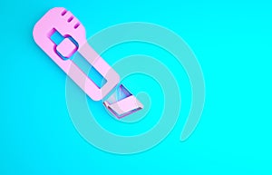 Pink Stationery knife icon isolated on blue background. Office paper cutter. Minimalism concept. 3d illustration 3D