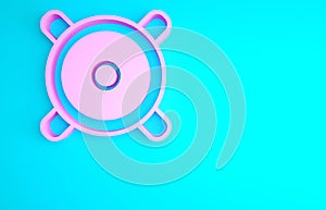 Pink Stereo speaker icon isolated on blue background. Sound system speakers. Music icon. Musical column speaker bass