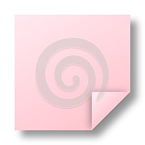 Pink sticky memo note, isolated, vector illustration