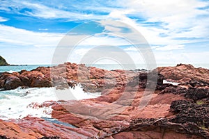 Pink stone (Arkose) near the beach photo