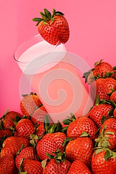 Pink strawberry health drink