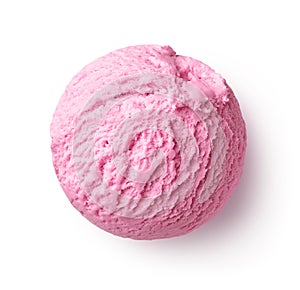 Pink strawberry ice cream scoop