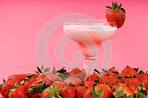 Pink strawberry mixed drink