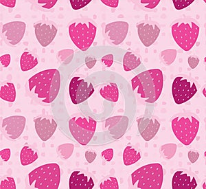 Pink strawberry seamless pattern