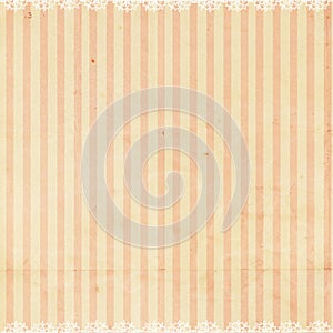 Pink striped background with lace trim photo