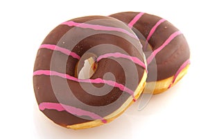 Pink striped donuts with chocolat photo