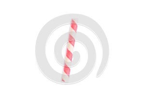 Pink striped wafer stick rolls on white background