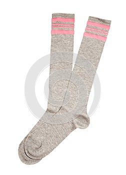 Pink strips grey sport socks