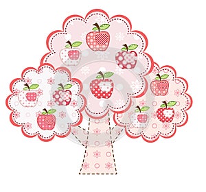 Pink stylized apple tree