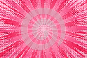 Pink sunburst comic background. Pop art vector cartoon abstract frame. Retro radial explosion striped wallpaper with