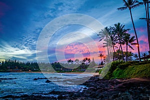 Pink sunrise, napili bay, maui, hawaii photo