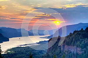 Pink Sunrise over the Columbia River Gorge