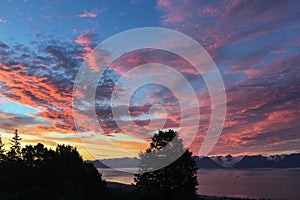 PInk sunrrise over Kachemak Bay Alaska