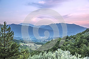 Pink sunset on the Apennines Italy photo