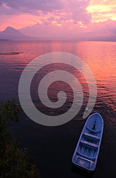 Pink Sunset at Lago Atitlan in Guatemala