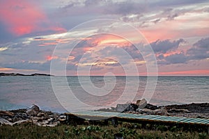 Pink Sunset From Lenny`s Bar And Grille In Cayo Coco, Cuba photo