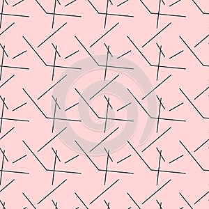 Pink surface with thin black lines. Vector seamless pattern. Background illustration, decorative design for fabric or paper.