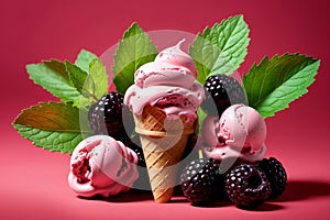 pink sweet cold mulberry ice cream