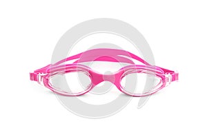 Pink swim goggles isolated on white. Beach object