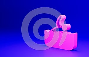 Pink Swimmer athlete icon isolated on blue background. Minimalism concept. 3D render illustration