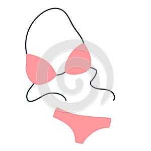 Pink swimsuit isolated on white background. Vector flat travelling, beach vacation symbol beach pink swimsuit icon. Summer holiday