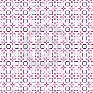 Pink Symmetrical Square Floral Outline Geometric Vector Textile Seamless Texture. Digital Design Pattern Decoration Background