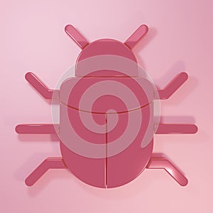 Pink System bug concept icon isolated on pink background. Code bug concept. Bug in the system. Bug searching. Minimalism