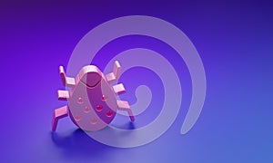 Pink System bug concept icon isolated on purple-blue background. Code bug concept. Bug in the system. Bug searching
