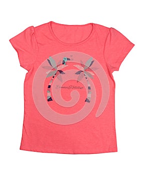 Pink T-shirt with a pattern. Isolate