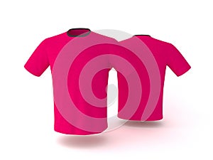 Pink T-shirt template, isolated on background. Men`s realistic T-shirt mockup 3d render.