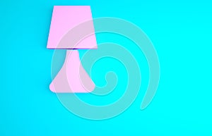 Pink Table lamp icon isolated on blue background. Desk lamp. Minimalism concept. 3d illustration 3D render