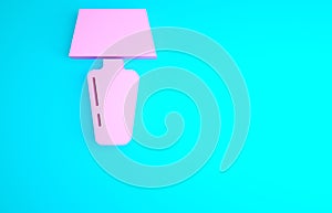 Pink Table lamp icon isolated on blue background. Desk lamp. Minimalism concept. 3d illustration 3D render