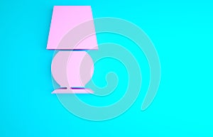 Pink Table lamp icon isolated on blue background. Desk lamp. Minimalism concept. 3d illustration 3D render