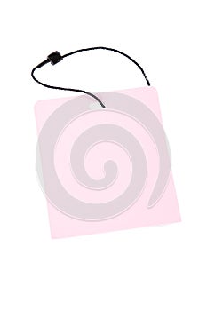 Pink tag label isolated in white background