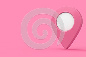 Pink Target Map Poinet Pin in Duotone Style. 3d Rendering