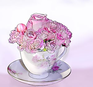 Pink Teacup Bouquet