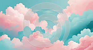 Pink and Teal Cloudscape Dream - AI Generated