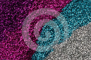 Pink teal silver glitter background