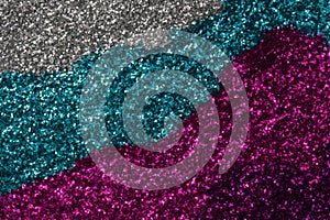 Pink teal silver glitter background